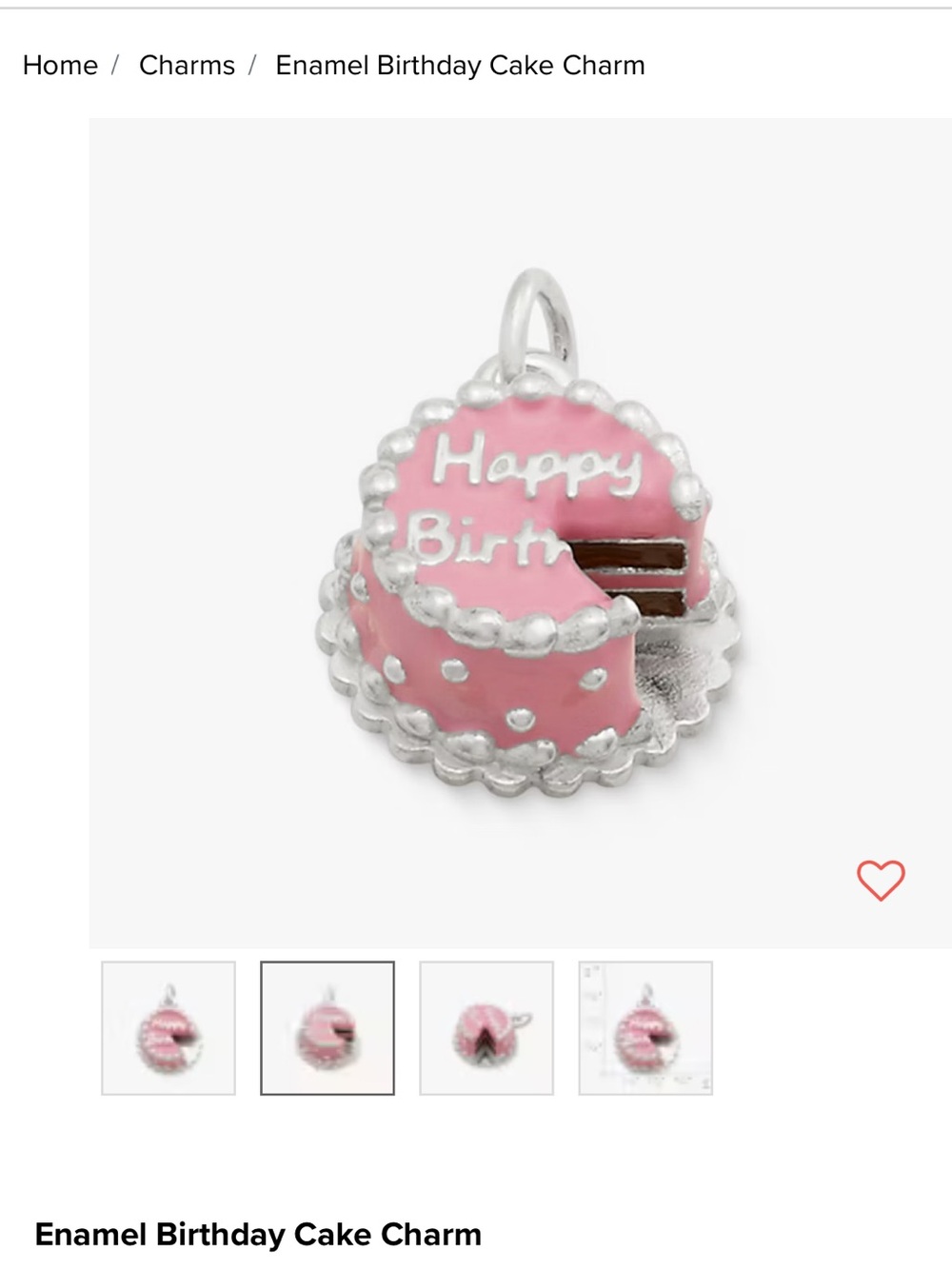 James Avery Pink Enamel Birthday Cake Charm - Picture 2 of 6